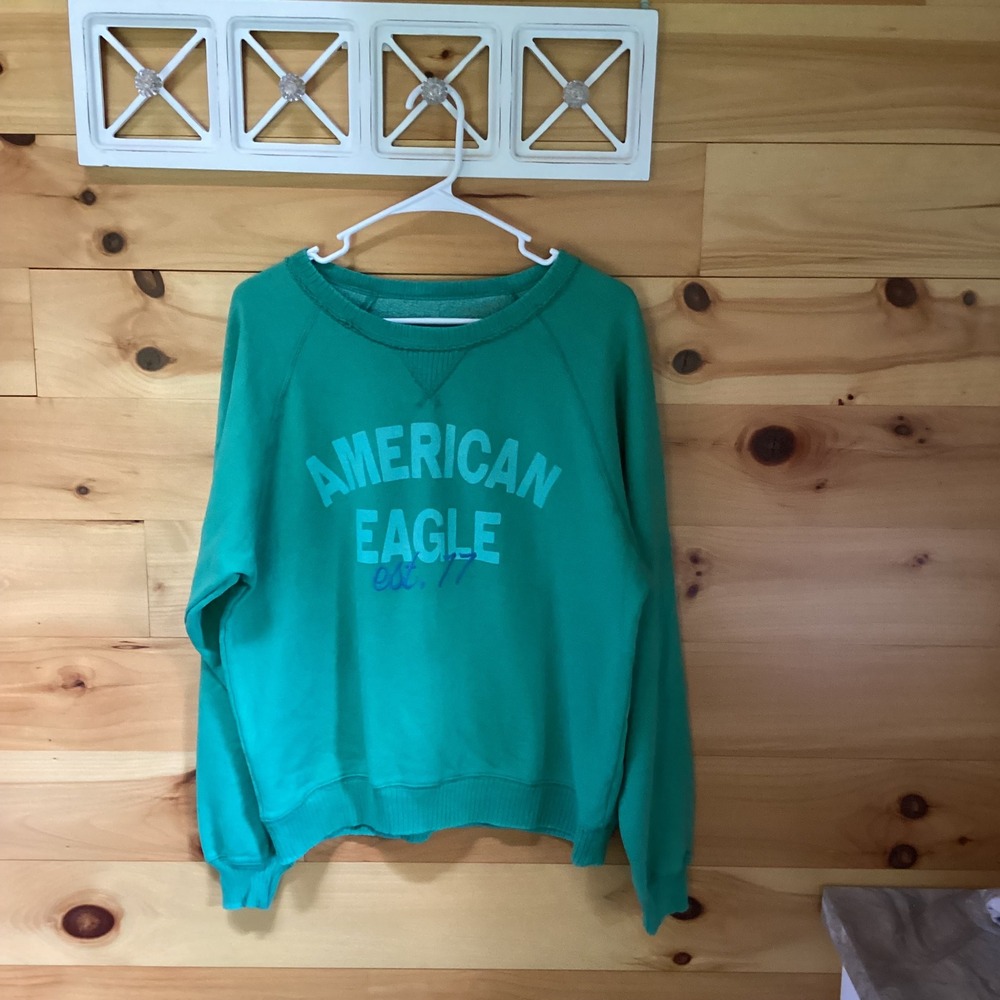 American Eagle Seriously Lived-In Green Graphic Sweatshirt Womens Small NWT